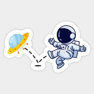 Astronaut plays UFO Soccer Sticker